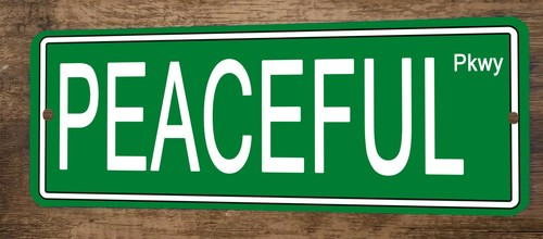 Peaceful Pkwy 4x12 Metal Wall Sign Banner Poster Green Steet Sign