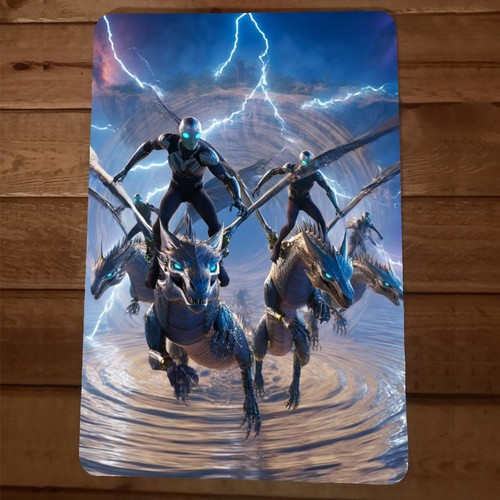 Alien Dragon Riders 8x12 Metal Wall Sign 5th Dimension 5D