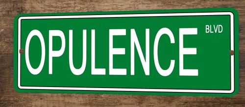 Opulence Blvd 4x12 Metal Wall Sign Banner Poster Green Steet Sign