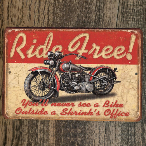 Ride Free Indian Motorcycle 8x12 Metal Wall Sign