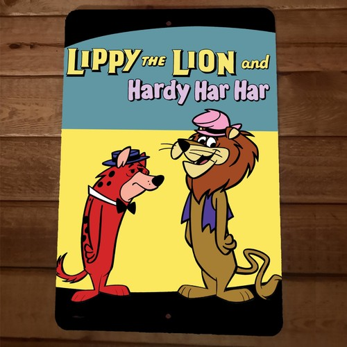 Lippy the Lion and Hardy Har Har 8x12 Metal Wall Bar Sign Classic Cartoon