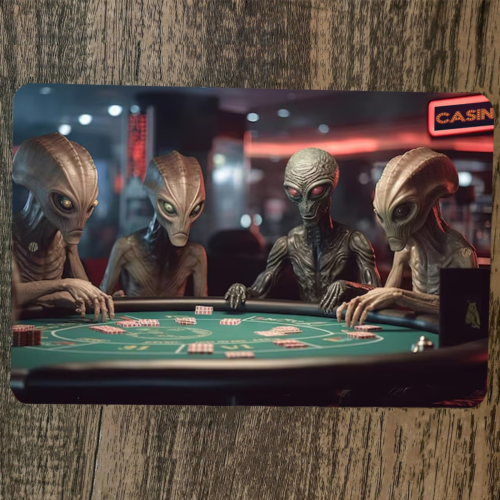 Aliens Gambling 8x12 Metal Wall Sign