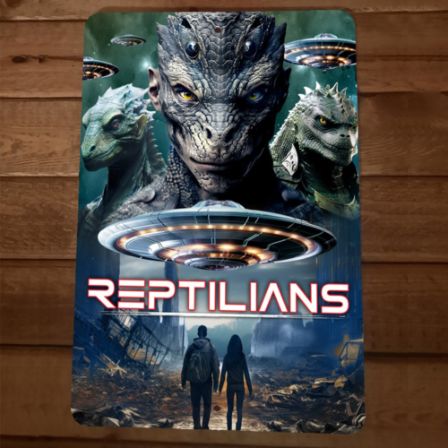 Lizard People Alien Reptilians 8x12 Metal Wall Sign