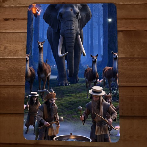 5th Dimension Enchanted Elephant Forrest Aliens Artwork 8x12 Metal Wall Sign