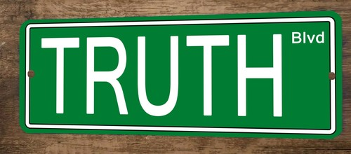 Truth Blvd 4x12 Metal Wall Sign Banner Poster Green Steet Sign