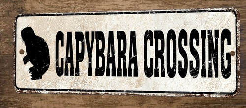 Capybara Crossing 3x12 Metal Wall Sign