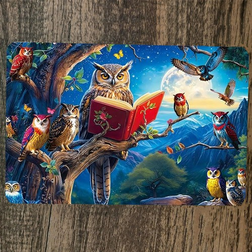 Creative Owls Scenery Artwork 8x12 Metal Wall Sign