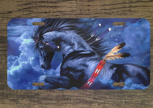 Blue native American Horse 6x12 Custom Mountable Novelty License Plate