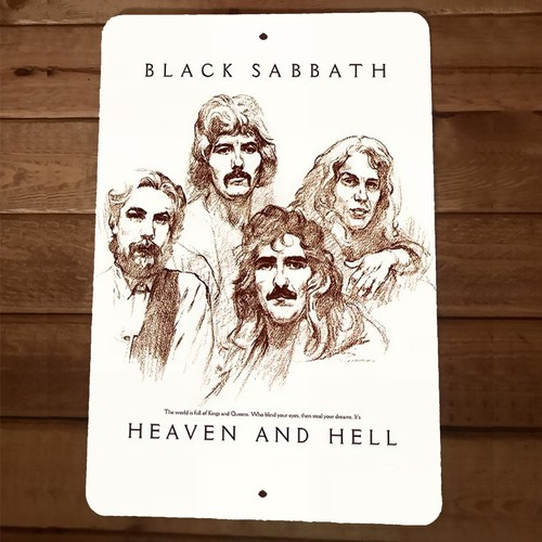 Heaven and Hell Art Black Sabbath 8x12 Metal Wall Sign