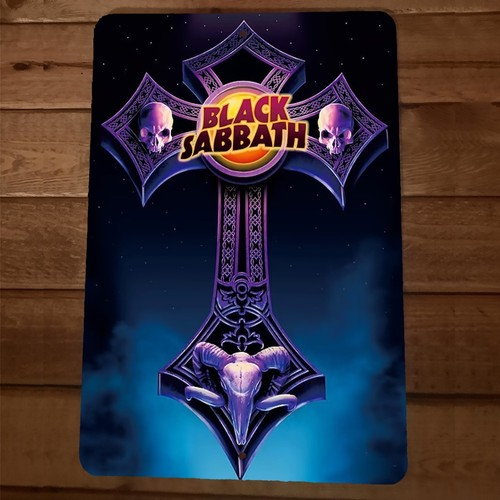 Black Sabbath Cross and Skull 8x12 Metal Wall Sign