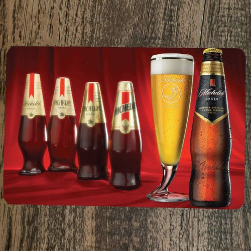 Michelob Beer Bottles and Glass 8x12 Metal Bar Man Cave Garage Sign Poster
