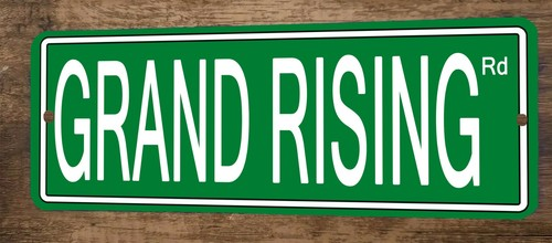 Grand Rising Rd 4x12 Metal Wall Sign Banner Poster Green Steet Sign