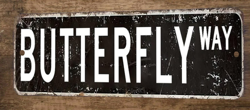 Butterfly Way 3x12 Metal Wall Sign