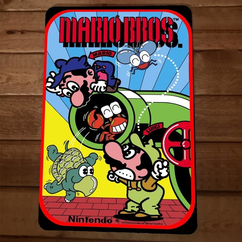 Original Mario Bros Classic Video Game Art 8x12 Metal Wall Sign