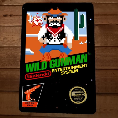 Wild Gunman NES Video Game Cover 8x12 Metal Wall Sign