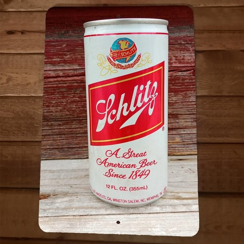Schlitz Beer Can 8x12 Metal Bar Man Cave Sign