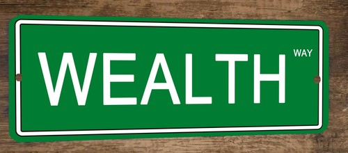 Wealth Way 4x12 Metal Wall Sign Banner Poster Green Steet Sign
