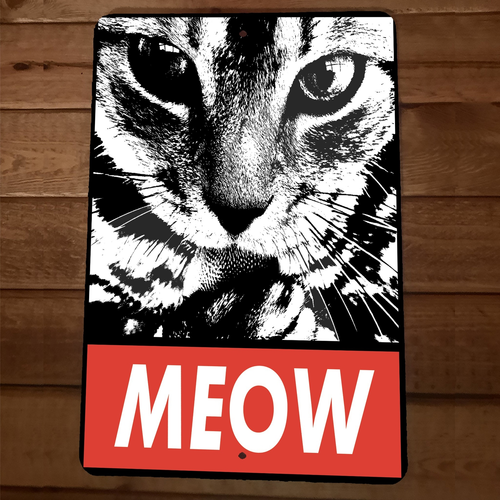 MEOW Cat Kitty 8x12 Metal Wall Animal Sign