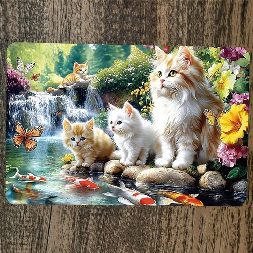 Creative Cats on River Artwork 8x12 Metal Wall Sign