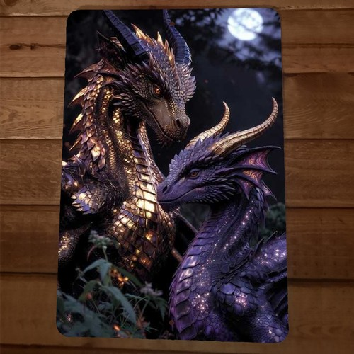 Amazing Dragons Love 8x12 Metal Wall Animal Sign