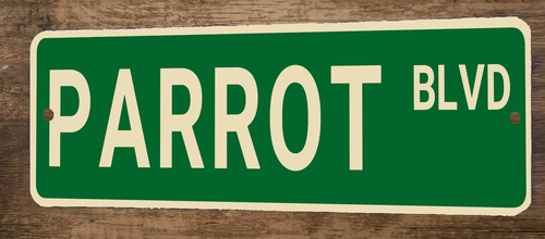 Parrot Blvd 3x12 Metal Wall Sign