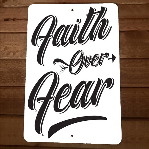 FAITH OVER FEAR Religious Spiritual 8x12 Metal Wall Sign