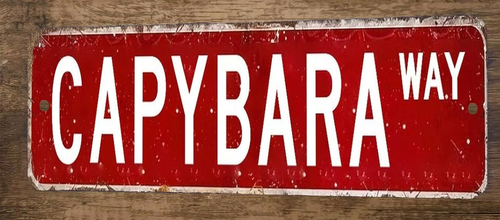 Capybara Way 4x12 Metal Wall Sign