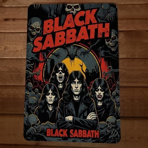 Bloody Sabbath Skulls Skeletons Black Sabbath 8x12 Metal Wall Sign