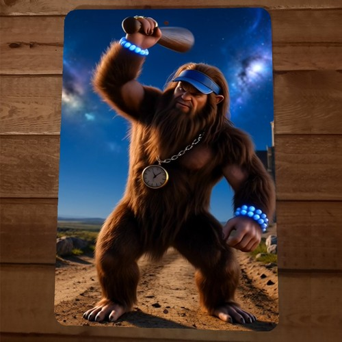 Captain Caveman Bigfoot Crossover Artwork 8x12 Metal Wall Animal Sign