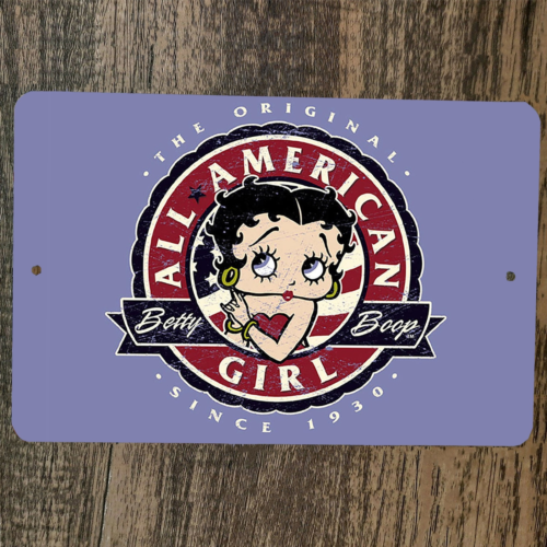 All American Girl Betty Boop 8x12 Metal Wall Sign Poster