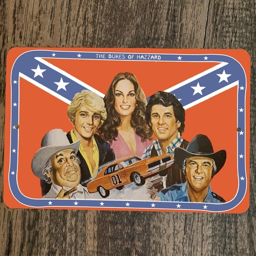 Dukes of Hazzard Altered Vintage Art from old TV Tray 8x12 Metal Wall Sign