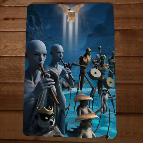 Fantasy Alien Band Artwork 8x12 Metal Wall Animal Sign #19
