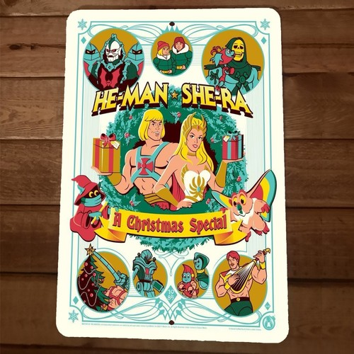 He Man and She Ra  Christmas Special Cartoon Artwork 8x12 Wall Sign #2