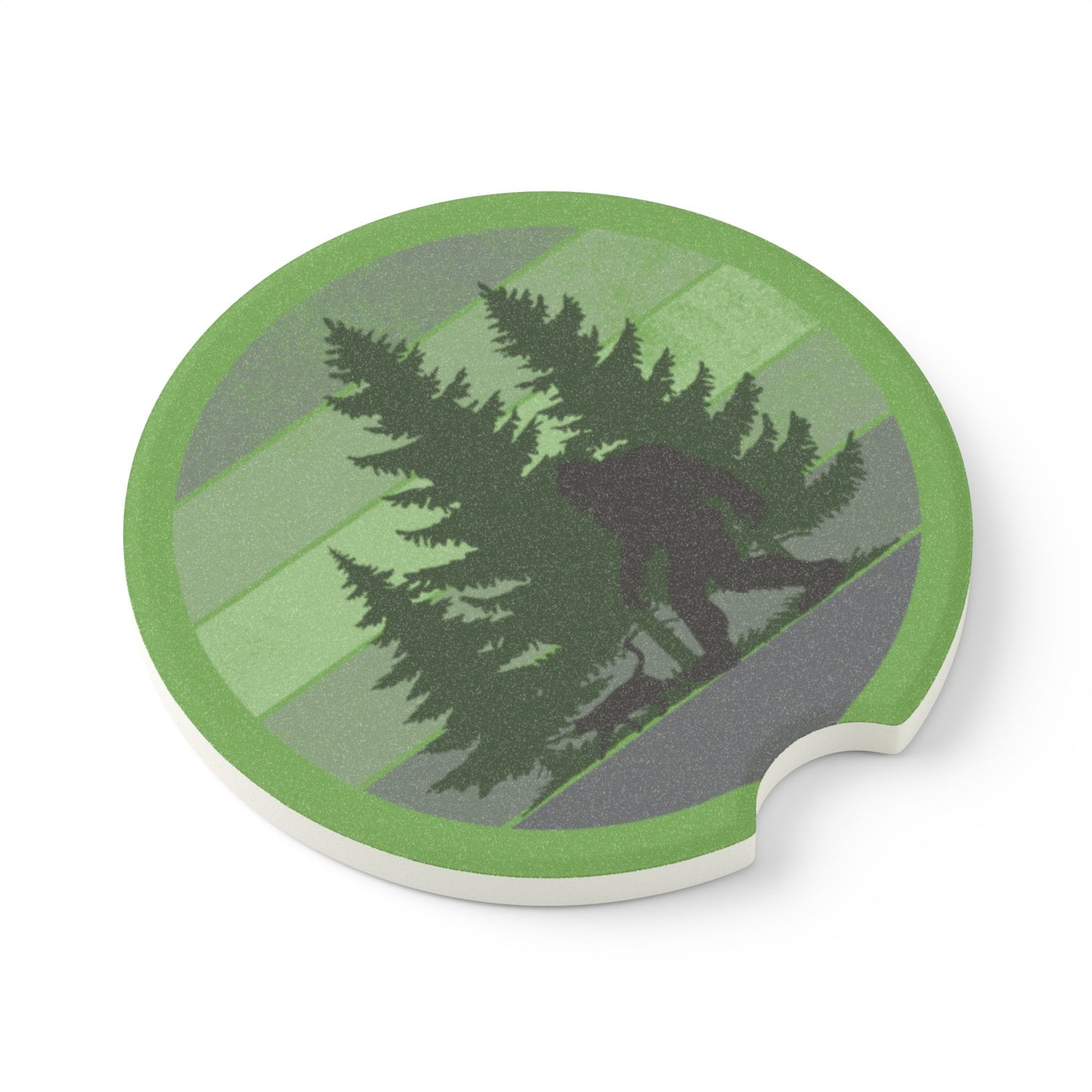 Sasquatch & Cat Car Coaster – Bigfoot Forest Cup Holder Coaster
