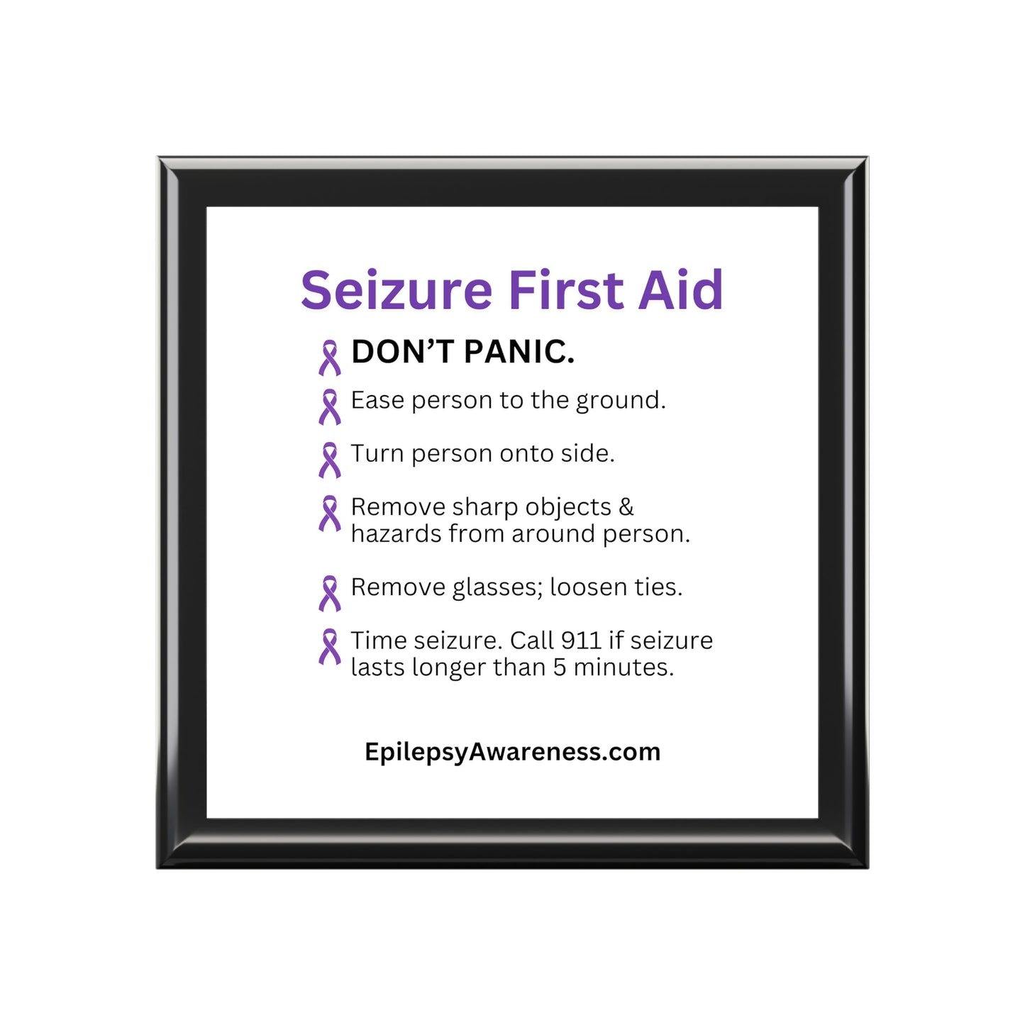 Seizure First Aid Jewelry Box – Epilepsy Awareness Keepsake Box