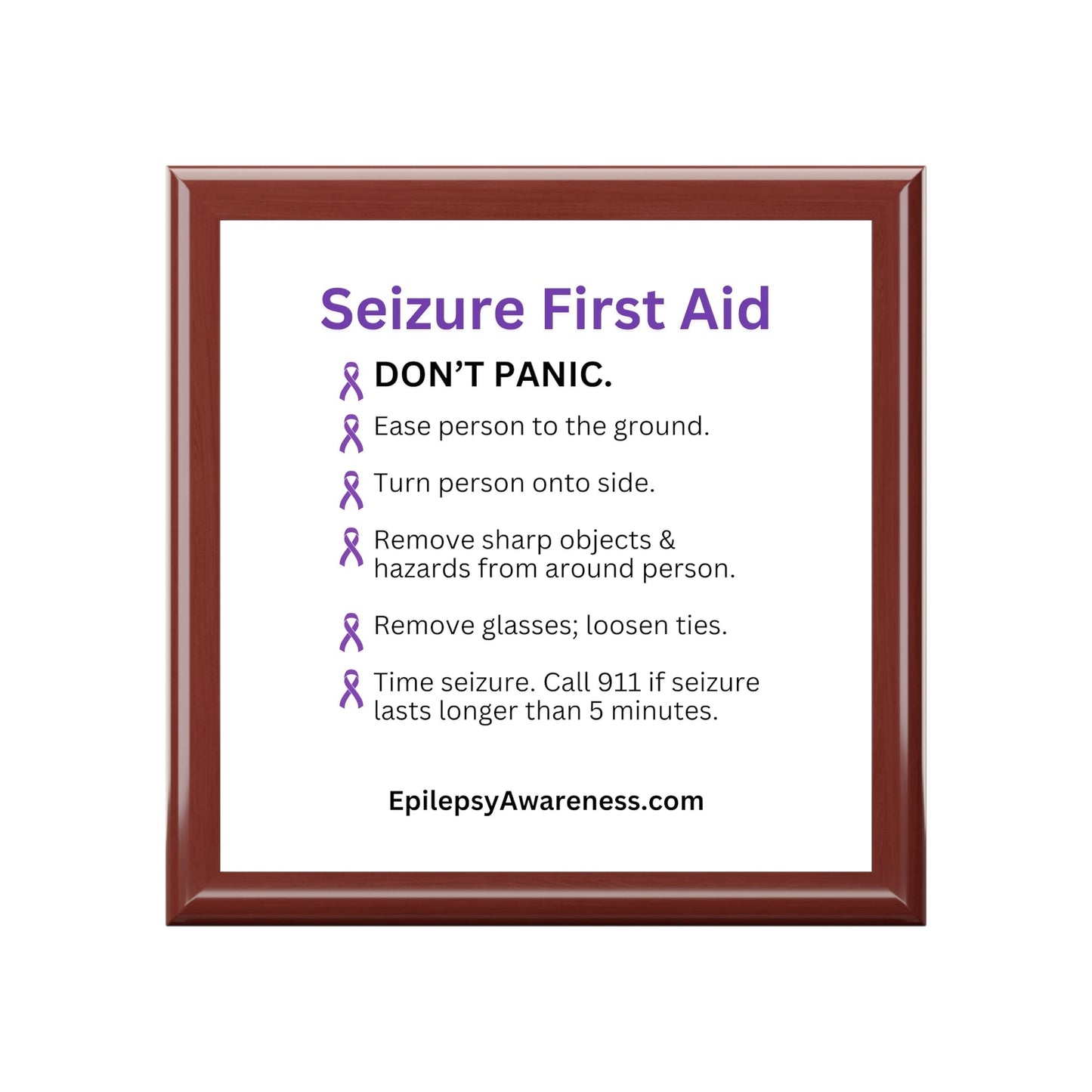 Seizure First Aid Jewelry Box – Epilepsy Awareness Keepsake Box