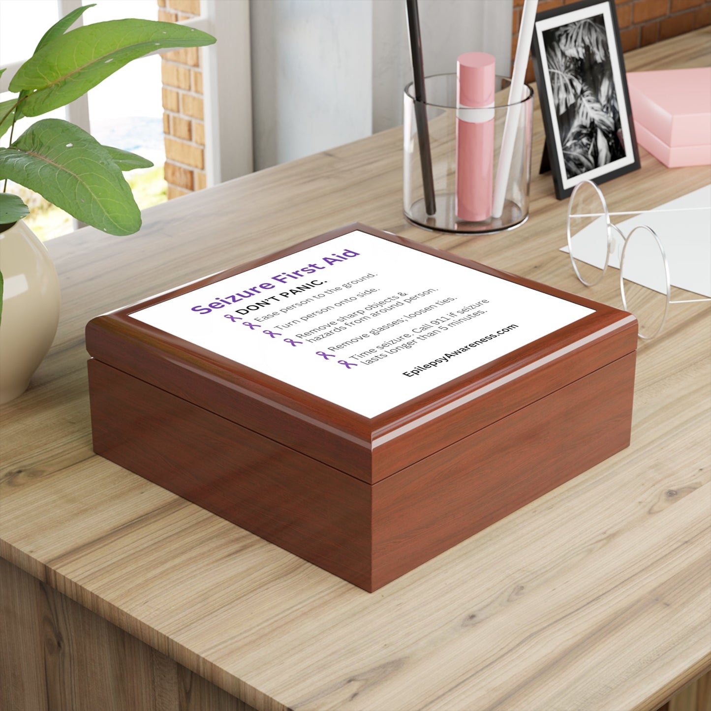 Seizure First Aid Jewelry Box – Epilepsy Awareness Keepsake Box