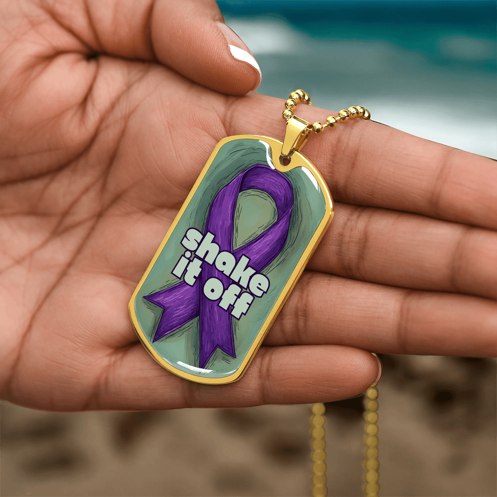 Shake It Off Dog Tag Necklace for Epilepsy Awareness