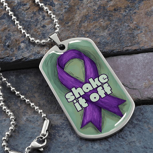 Shake It Off Dog Tag Necklace for Epilepsy Awareness