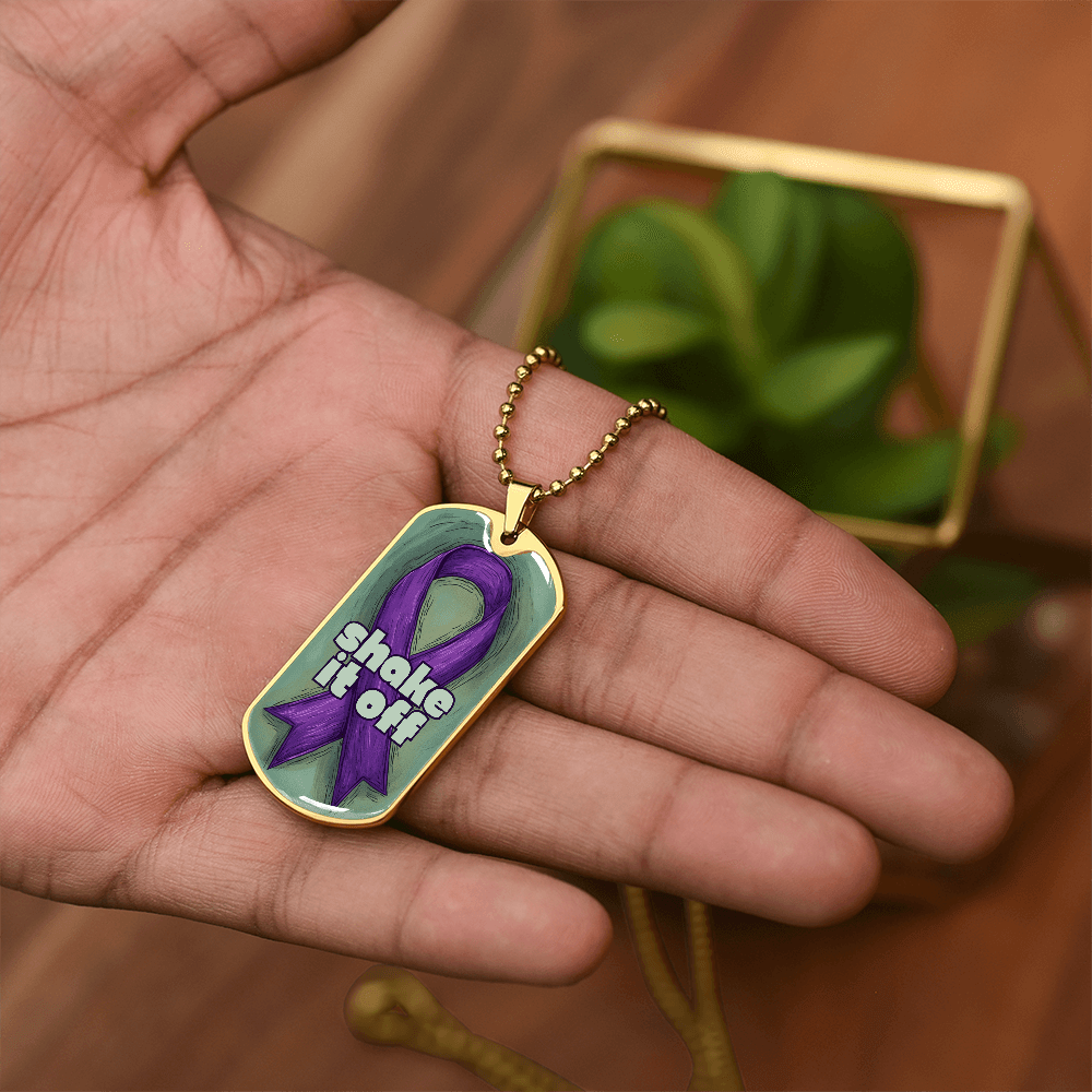 Shake It Off Dog Tag Necklace for Epilepsy Awareness