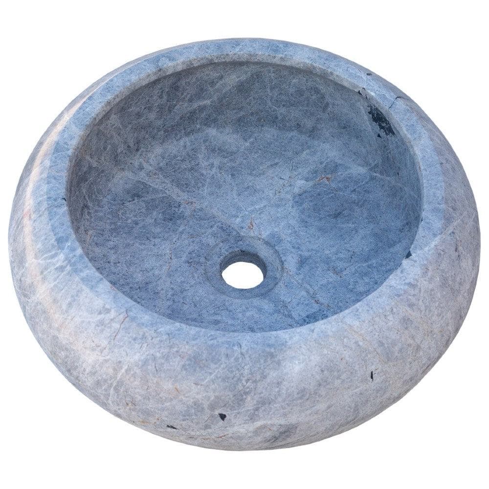Silver Marble Vessel Sink - Premium Handcrafted Natural Stone Diameter 15.5 Height 6