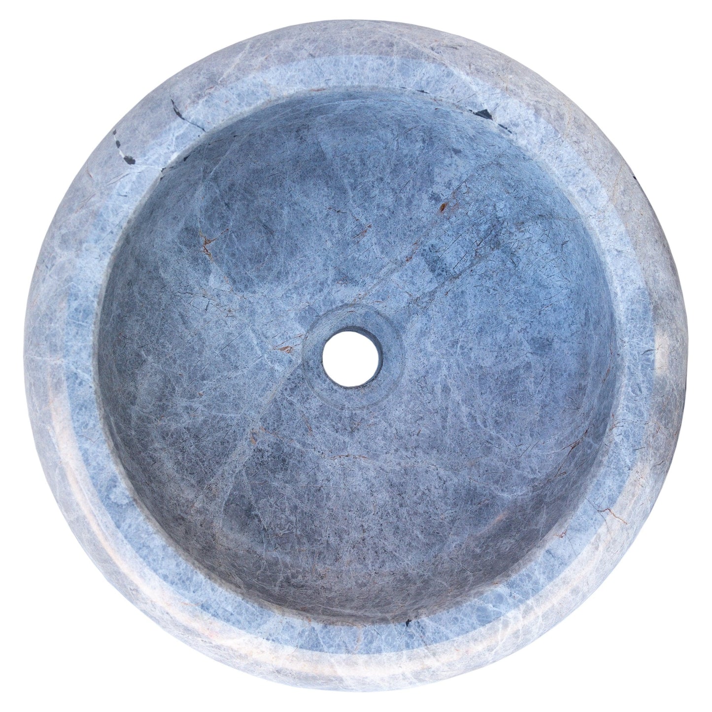 Silver Marble Vessel Sink - Premium Handcrafted Natural Stone Diameter 15.5 Height 6