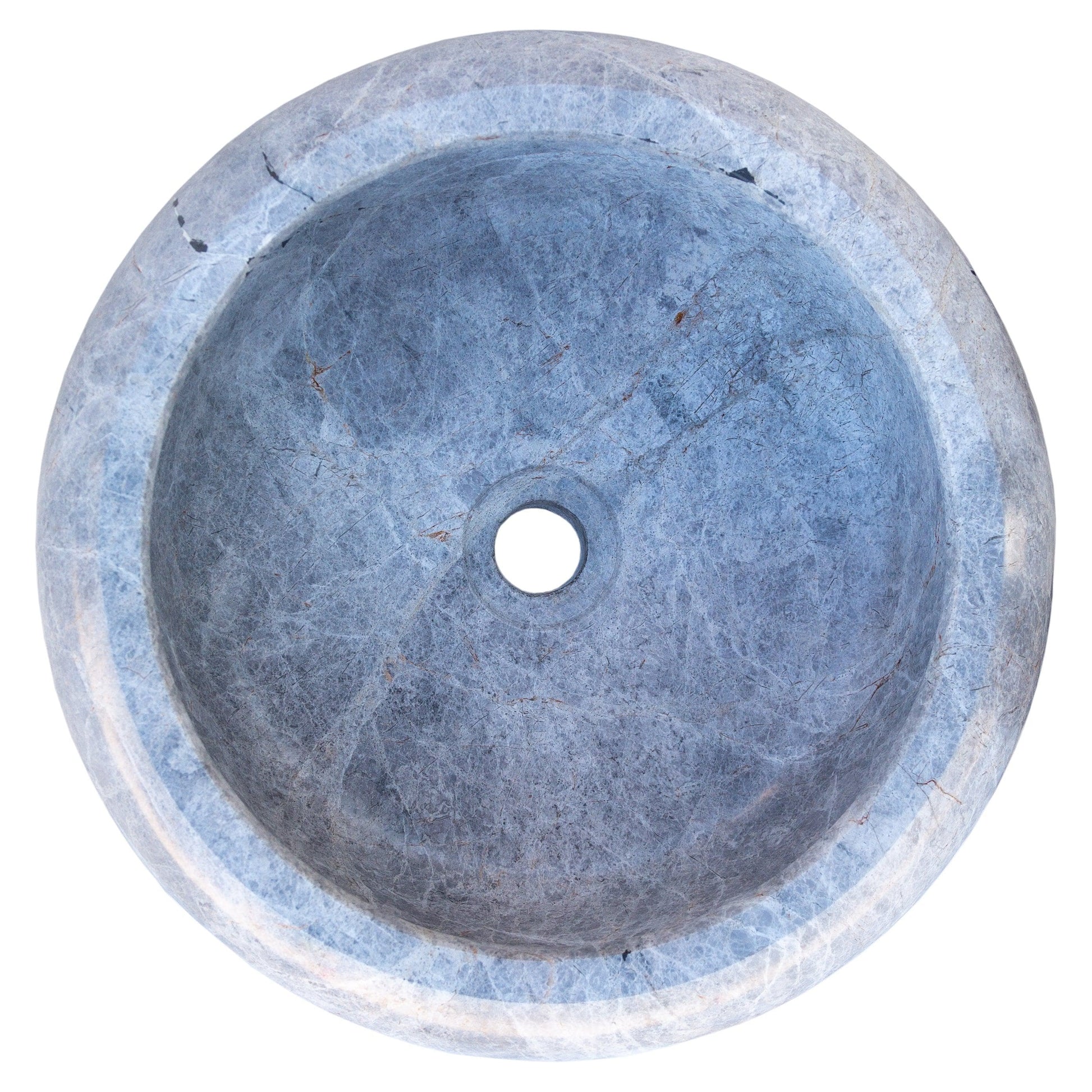 Silver Marble Vessel Sink - Premium Handcrafted Natural Stone Diameter 15.5 Height 6