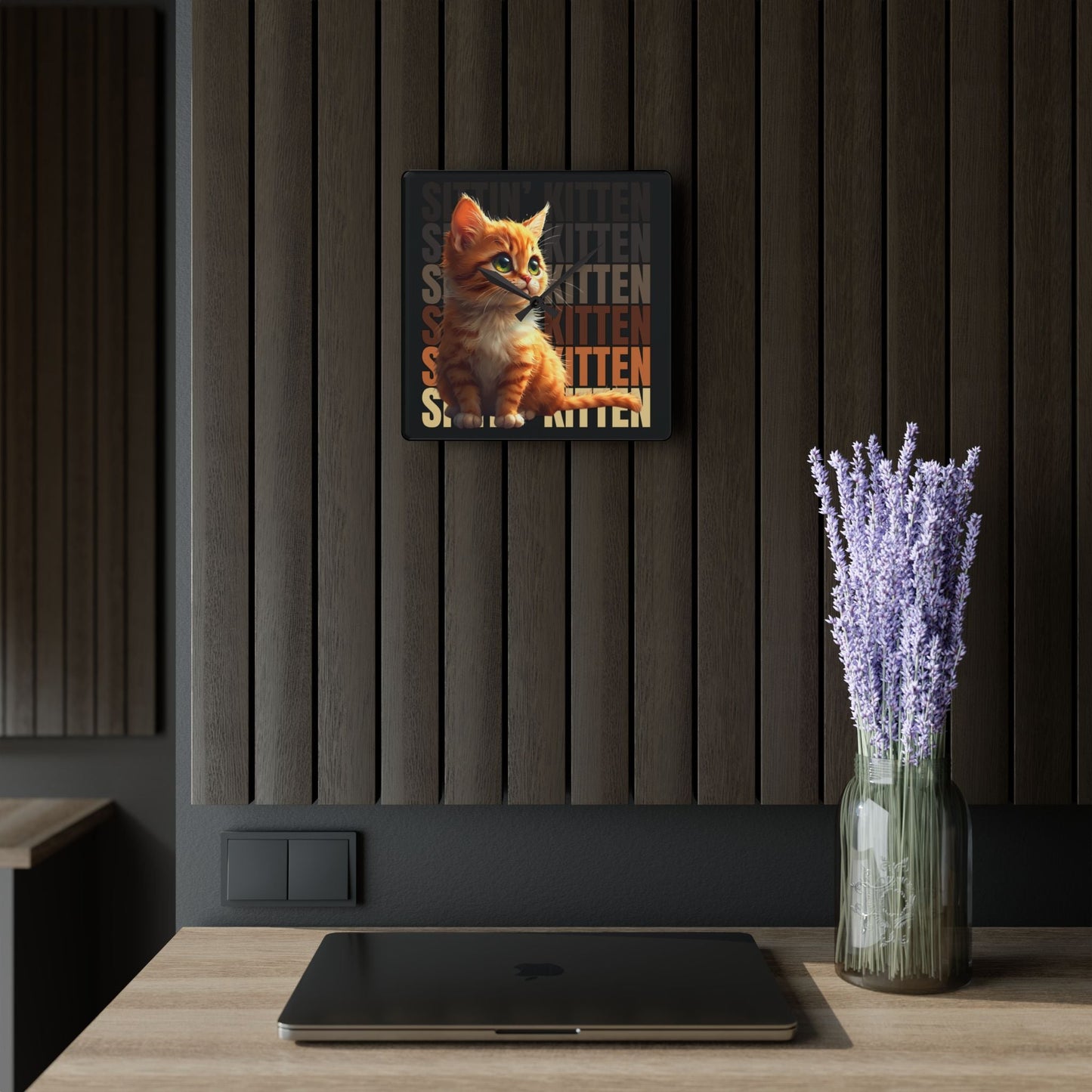 Sittin' Kitten Acrylic Wall Clock