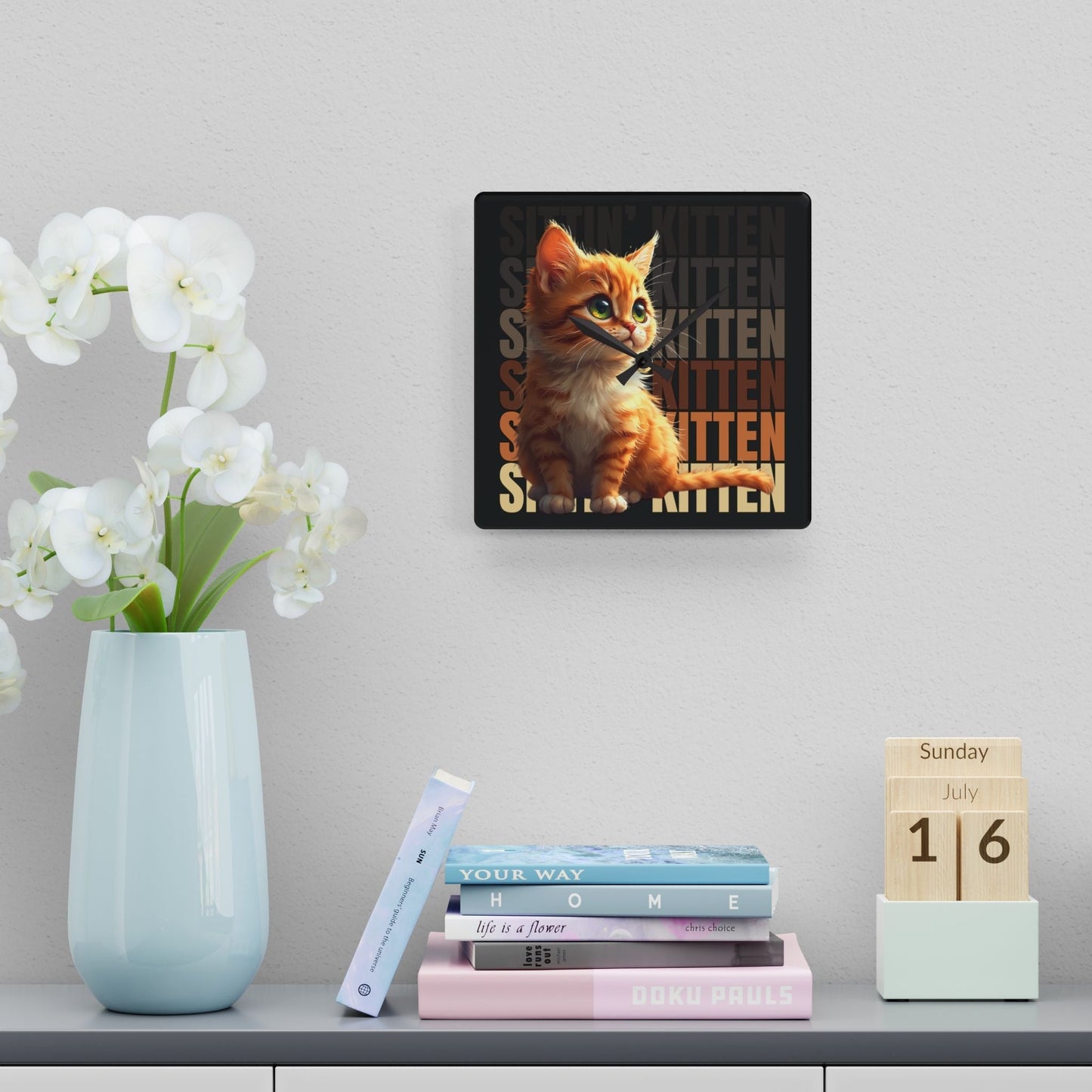 Sittin' Kitten Acrylic Wall Clock