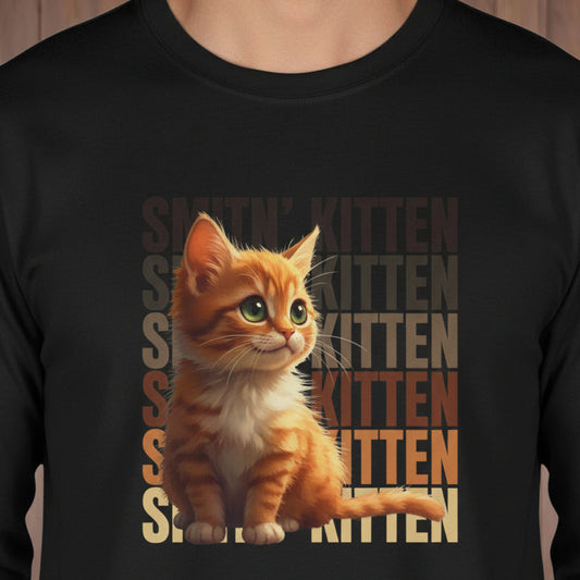 Sittin' Kitten Long Sleeve Tee for Cat Lovers