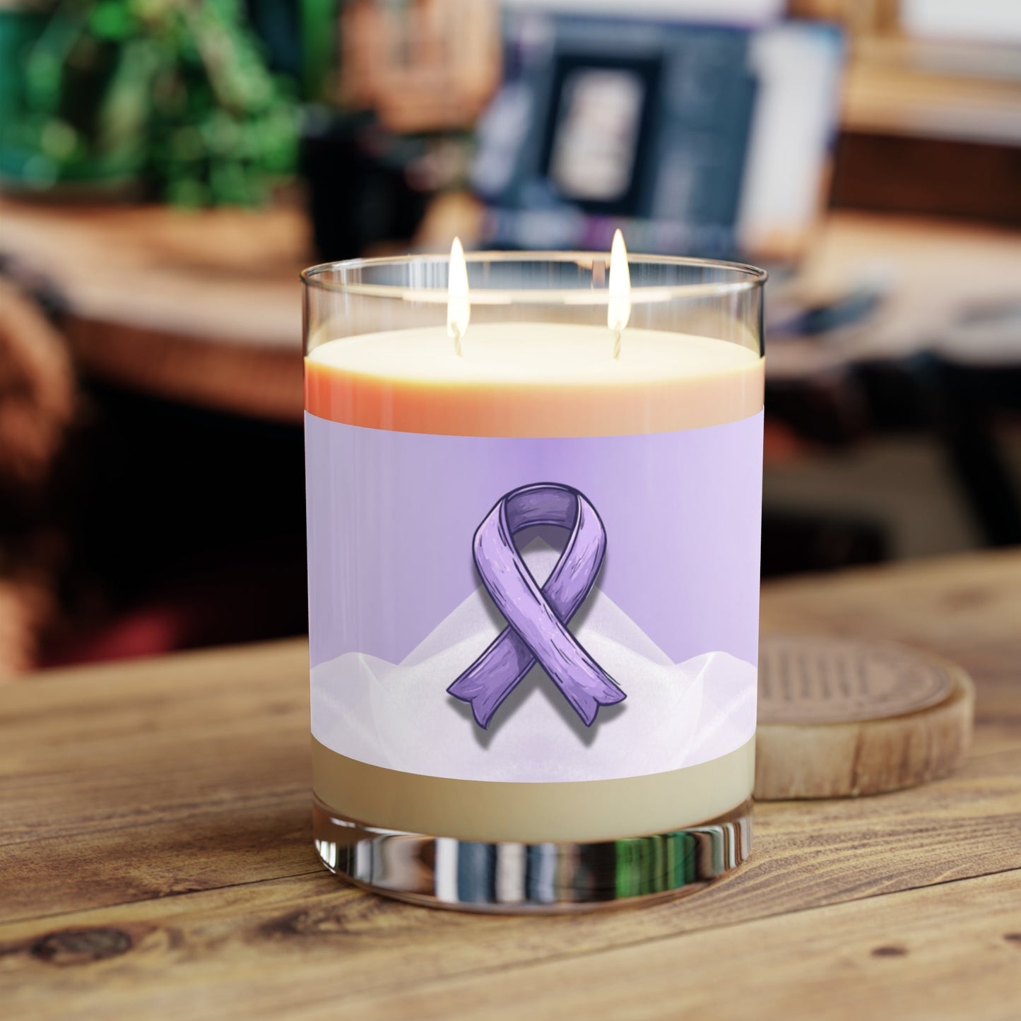 Sketchy Purple Ribbon Scented Candle