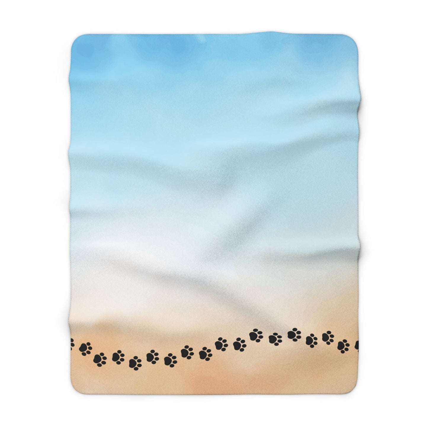 Beach Walk, But Make It Cat — Paw Print Sherpa Fleece Blanket