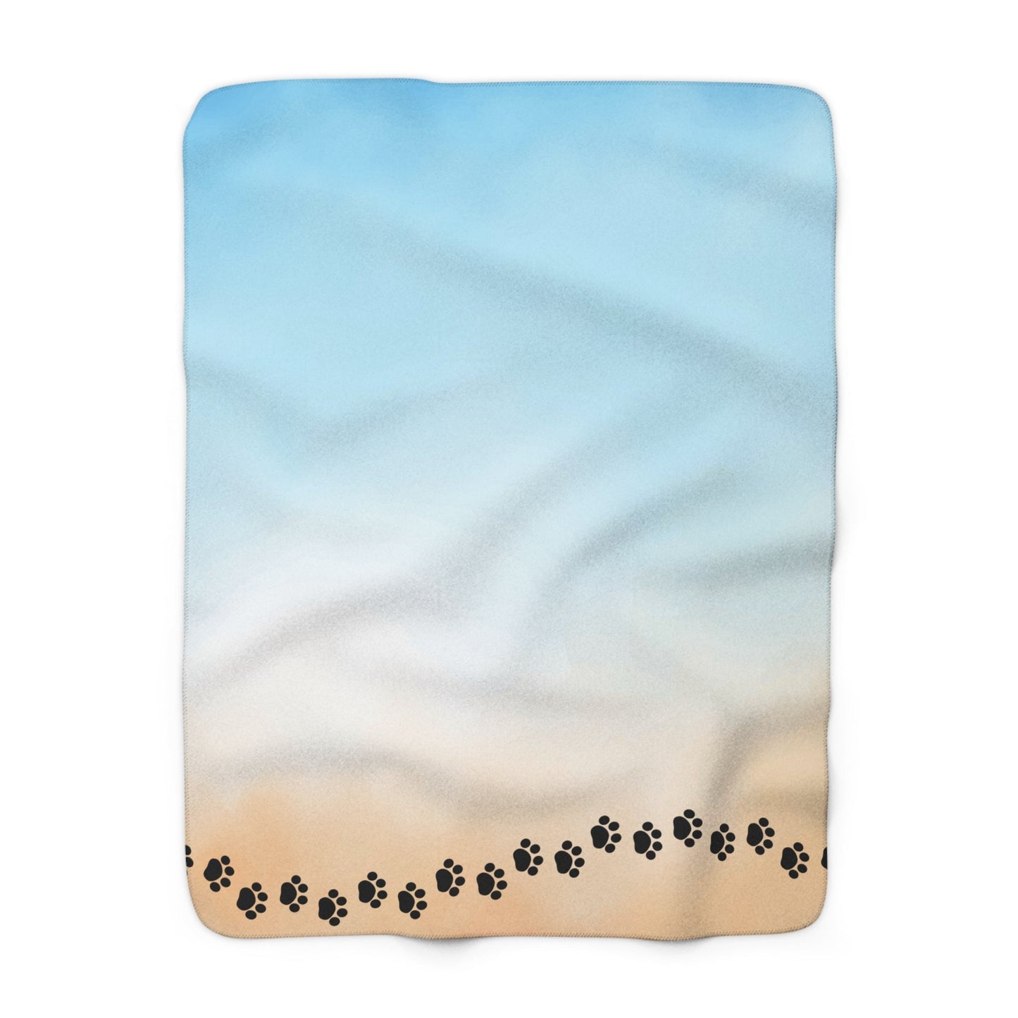 Beach Walk, But Make It Cat — Paw Print Sherpa Fleece Blanket