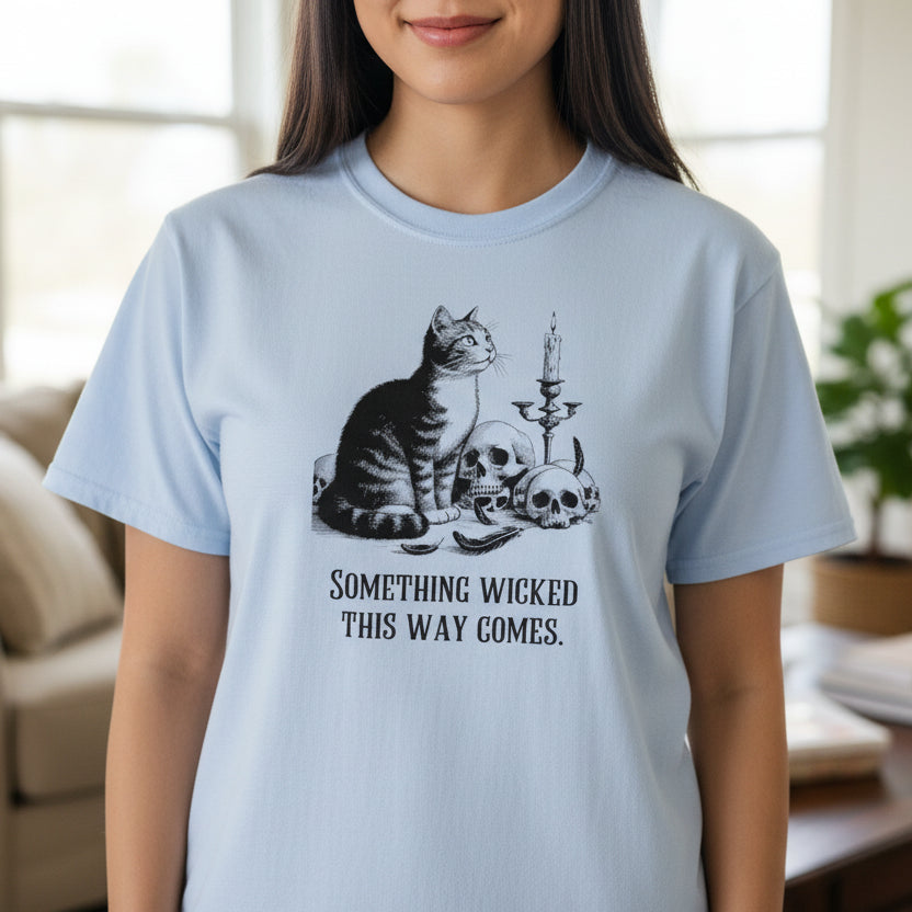 Something Wicked This Way Comes Cat Shirt – Gothic Cat Unisex Ultra Cotton Tee